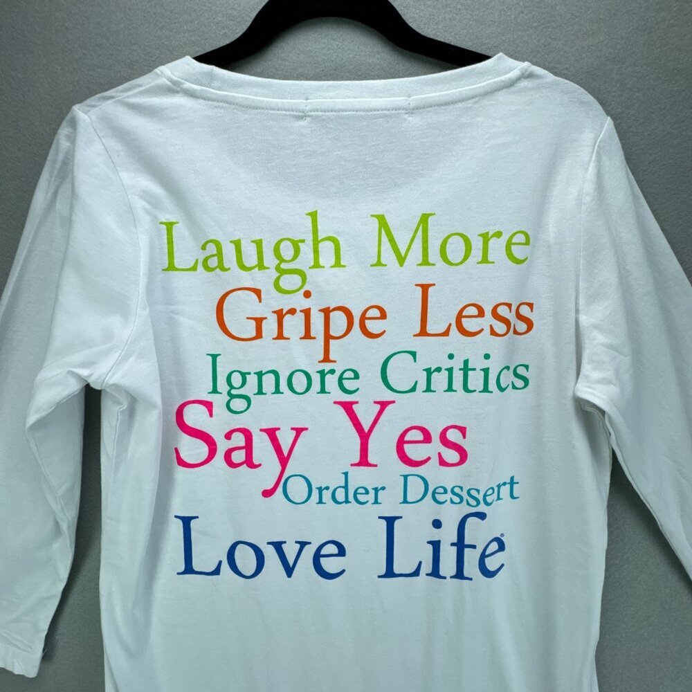 Gretchen Scott Shirt Womens Medium White‎ Pullover Inspirational Tee 3/4 Sleeve - Picture 5 of 15